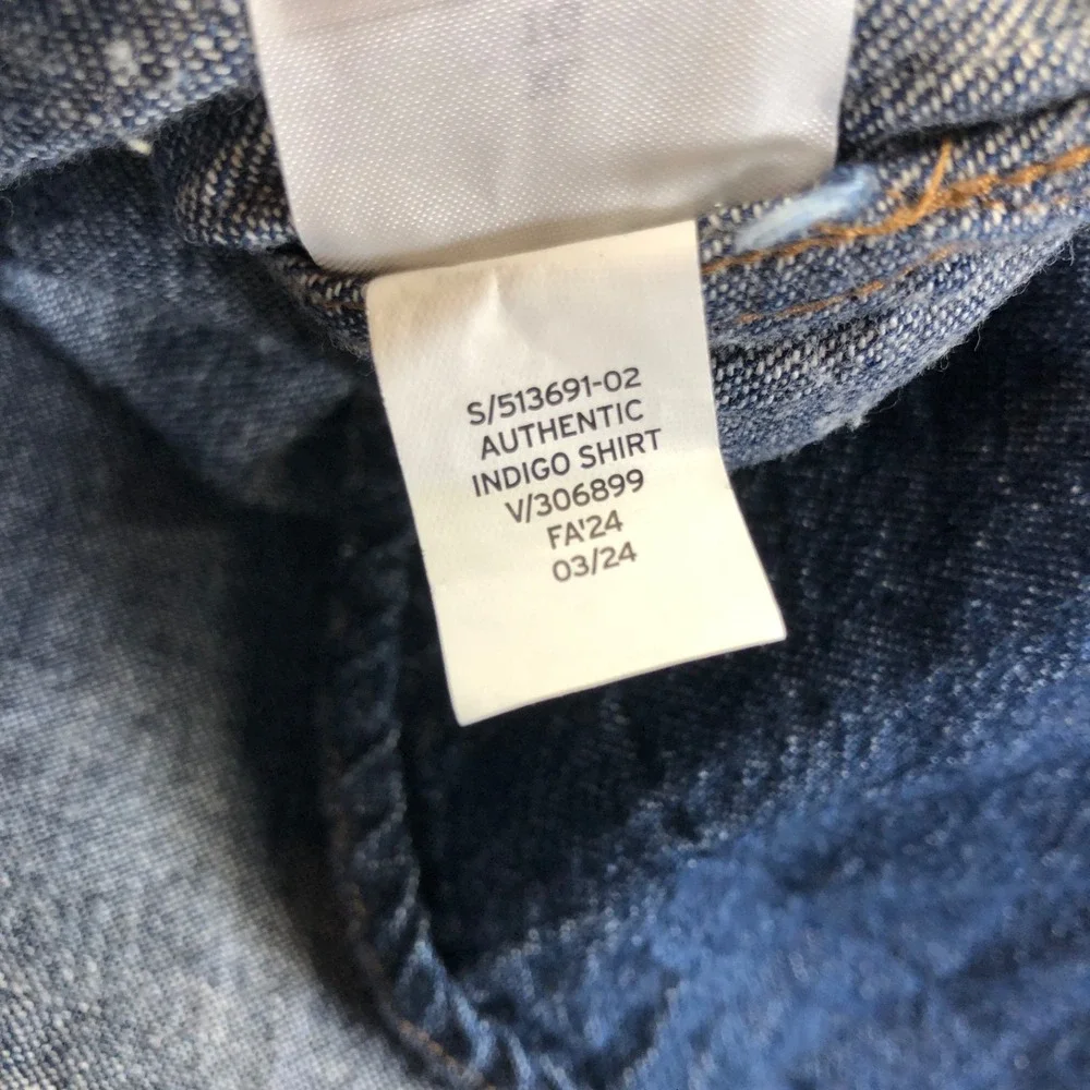 Banana Republic Shirt Men Extra Large Indigo Denim Heritage Workwear Cotton Hemp